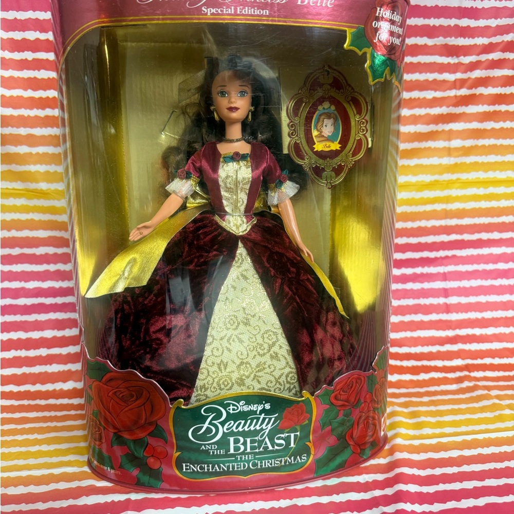 Disney Belle Doll in Burgundy and Gold Gown